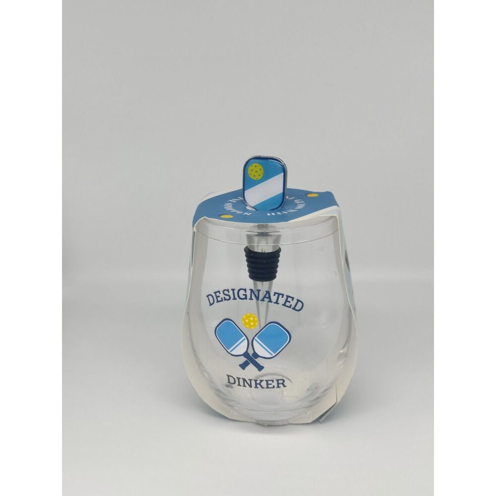 Pickleball Designated Dinker Wine Glass & Stopper